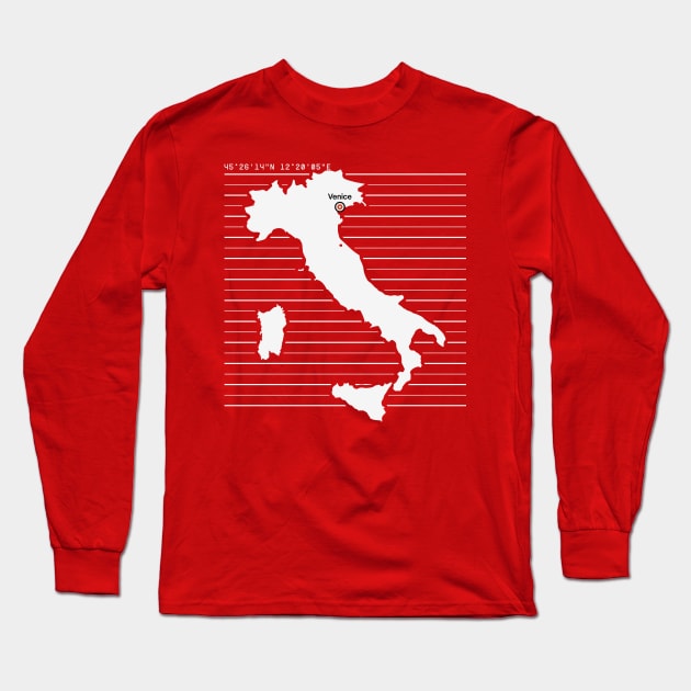 Venice City Map Long Sleeve T-Shirt by Visitify